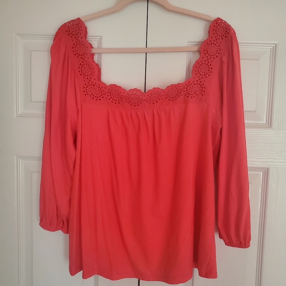 Loft Outlet Square Neck Flowy Red Blouse Size Medium